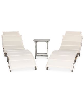 Safavieh - Irena Outdoor 3-Pc. Lounge Set (2 Lounges & 1 End Table), Quick Ship