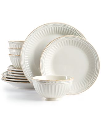 Lenox - French Perle Groove White 12-Piece Dinnerware Set