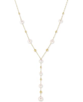 EFFY Collection - Cultured Freshwater Pearl (5, 6, & 7mm) Lariat Necklace in 14k Gold