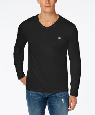 Lacoste - T Shirt, Long Sleeve Jersey V Neck