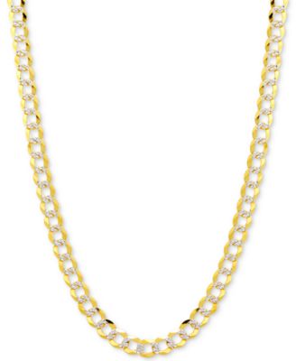 Italian Gold - Two-Tone Open Curb Link Chain Necklace in 14k Gold & White Gold