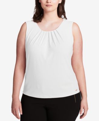 Calvin Klein - Plus Size Pleat-Neck Top