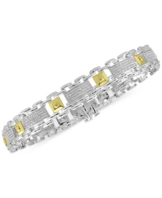Macy's Brand - Men's Diamond Two-Tone Bracelet (1/2 ct. t.w.) in Sterling Silver & 18k Gold-Plate