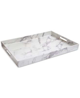 Jay Imports - Marble-Look Rectangular Tray with Handles