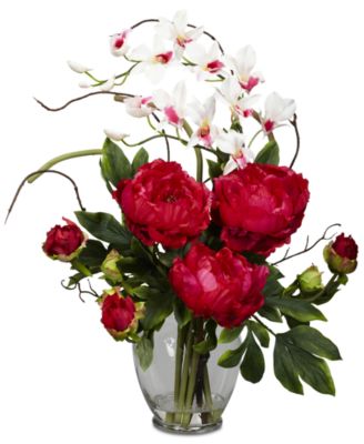 Nearly Natural - Peony & Orchid Artificial Flower Arrangement