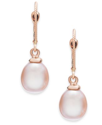 Macy's Brand - Pink Cultured Freshwater Pearl (8-1/2mm) Drop Earrings in 14k Rose Gold