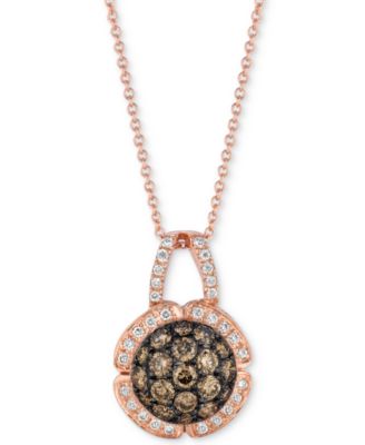 Le Vian - Diamond Cluster 18" Pendant Necklace (7/8 ct. t.w.) in 14k Rose Gold
