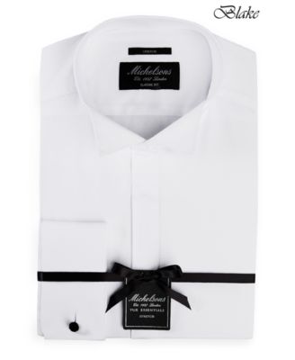 Michelsons - Men's Classic/Regular Fit Stretch Solid French Cuff Tuxedo Shirt