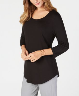 JM Collection - Three-Quarter-Sleeve Scoop-Neck Top