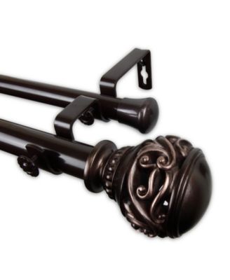 Rod Desyne - Isabella Double Curtain Rod 1" OD 66-120 inch - Bronze
