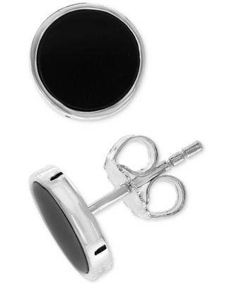 EFFY Collection - Men's Onyx (8mm) Stud Earrings in Sterling Silver