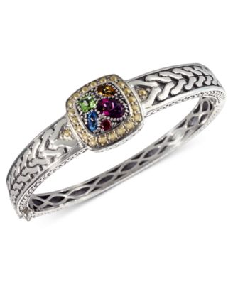 EFFY Collection - Multistone Square Bangle (1-5/8 ct. t.w.) in Sterling Silver and 18k Gold