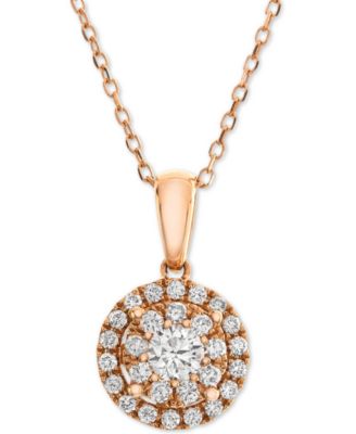 Macy's Brand - Diamond Halo Adjustable Pendant Necklace (1/2 ct. t.w.) in 14k Rose Gold