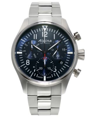 Alpina - Men's Swiss Automatic Chronograph Startimer Pilot Stainless Steel Bracelet Watch 42mm