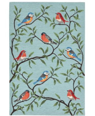 Liora Manne' - Ravella 2270 Birds On Branches Blue 2' x 3' Indoor/Outdoor Area Rug