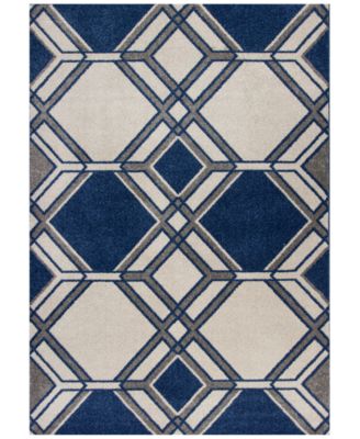 Kas - Lucia Grant 2768 Ivory/Denim 5'3" x 7'7" Indoor/Outdoor Area Rug