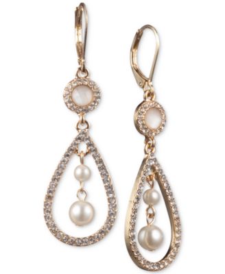 Anne Klein - Gold-Tone Imitation Pearl Orbital Drop Earrings