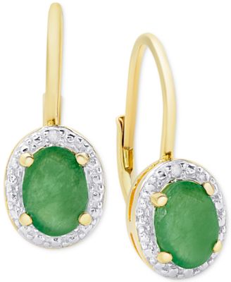 Macy's - Emerald (1-1/2 ct. t.w.) & Diamond Accent Drop Earrings in 18k Gold-Plated Sterling Silver
