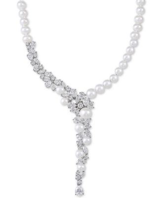 Arabella - Cultured Freshwater Pearl (5-1/2 - 9-1/2mm) & Cubic Zirconia 17" Statement Necklace in Sterling Silver, Created for Macy's