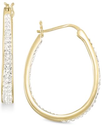 Simone I. Smith - Crystal Oval Hoop Earrings in 18K Yellow Gold Over Silver or Sterling Silver
