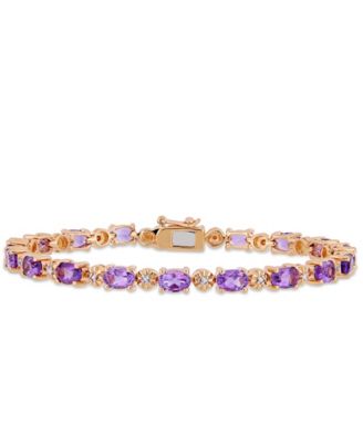 Macy's Brand - Amethyst (7-1/5 ct.t.w.) with Diamond Accent Tennis Bracelet in Rose Gold over Sterling Silver