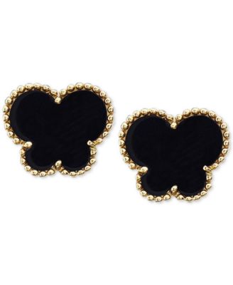 EFFY Collection - Onyx (9 x 7 mm) Butterfly Stud Earrings in 14k Gold
