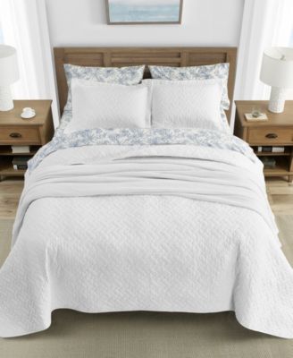 Tommy Bahama Home - Tommy Bahama Solid White Reversible 3-Piece King Quilt Set