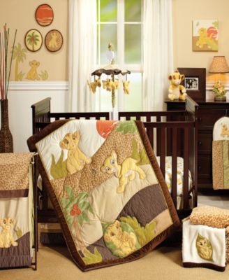 Disney - Lion King Simba's Wild Adventure 7 Piece Nursery Crib Bedding Set Appliqued Comforter, 2 Fitted Crib Sheets, Crib Skirt with 16" Drop, 3 Soft Wall Hangings