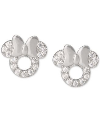 Disney - Children's Cubic Zirconia Minnie Mouse Stud Earrings in Sterling Silver