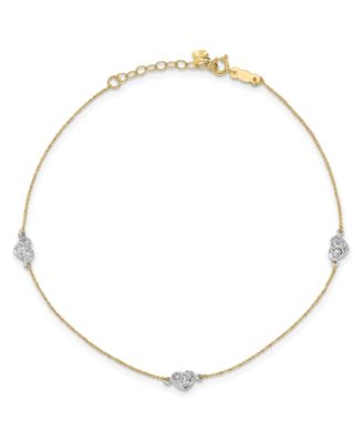 Macy's Brand - 14k Two-tone Puff Heart with 1-inch extension Anklet
