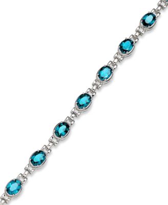 Macy's - Blue Topaz (13 ct. t.w.) Oval Link Bracelet in Sterling Silver (Also in Mystic Topaz)