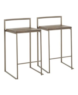 Lumisource - Fuji Wood Counter Stool, Quick Ship (Set of 2)