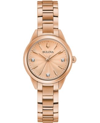 Bulova - Women's Sutton Diamond-Accent Rose Gold-Tone Stainless Steel Bracelet Watch 28mm