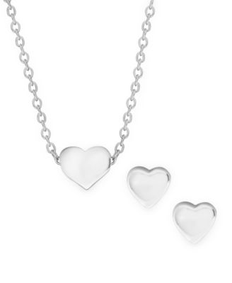 Rhona Sutton - Children's Sterling Silver Heart Pendant Necklace Stud Earrings Set