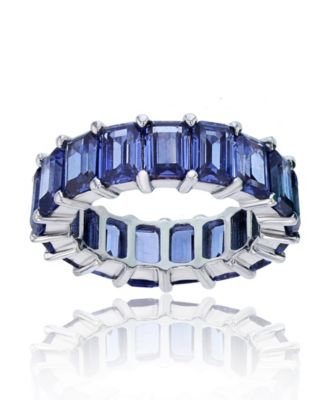 Macy's Brand - Purple Emerald Cut Cubic Zirconia Eternity Band in Rhodium Plated Sterling Silver