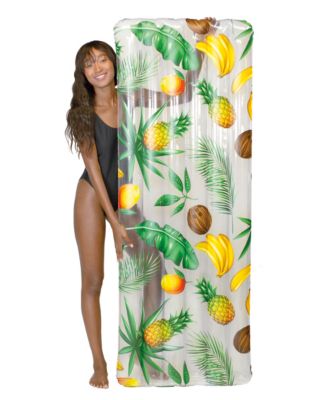 PoolCandy - 74" Deluxe Pool Raft - Clear Tropical Pattern