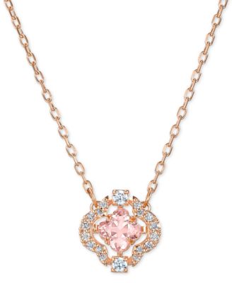 Swarovski - Rose Gold-Tone Crystal Flower Pendant Necklace, 14-7/8" + 2" extender