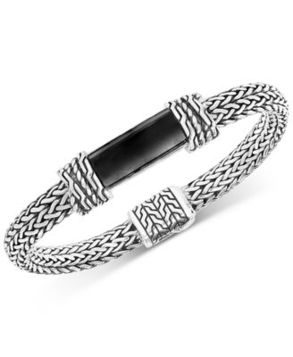 EFFY Collection - Men's Onyx Woven Bracelet in Sterling Silver
