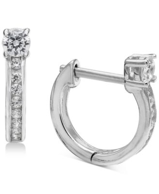 Giani Bernini - Small Cubic Zirconia Huggie Hoop Earrings in Sterling Silver, 0.5"