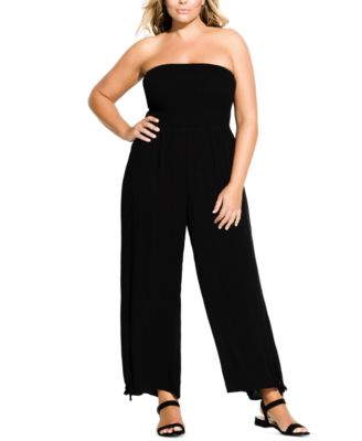City Chic - Trendy Plus Size Smocked Strapless Jumpsuit