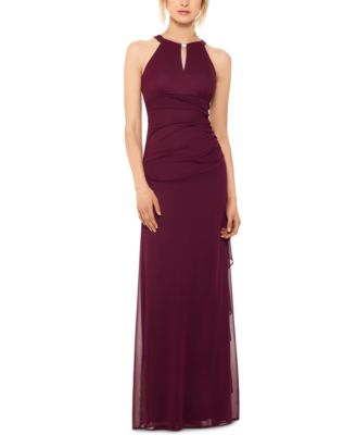 Betsy & Adam - Ruched Halter Gown