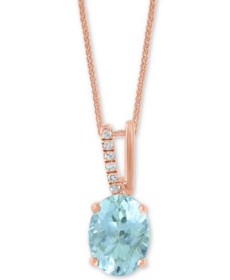 LALI Jewels - Aquamarine (1-1/16 ct. t.w.) & Diamond Accent 18" Pendant Necklace in 14k Rose Gold