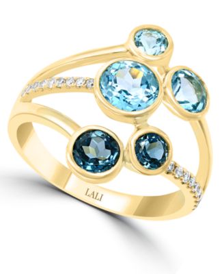 LALI Jewels - Multi-Gemstone (2 ct. t.w.) & Diamond (1/10 ct. t.w.) Ring in 14k Gold