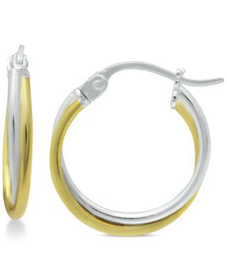 Giani Bernini - Extra Small Overlap Hoop Earrings in Sterling Silver and 18k Gold-Plate, 15mm