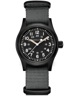 Hamilton - Unisex Swiss Mechanical Khaki Field Black Nato Strap Watch 38mm