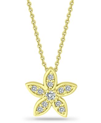 Giani Bernini - Cubic Zirconia Star Flower Pendant Necklace in 18k Gold-Plated Sterling Silver, 16" + 2"