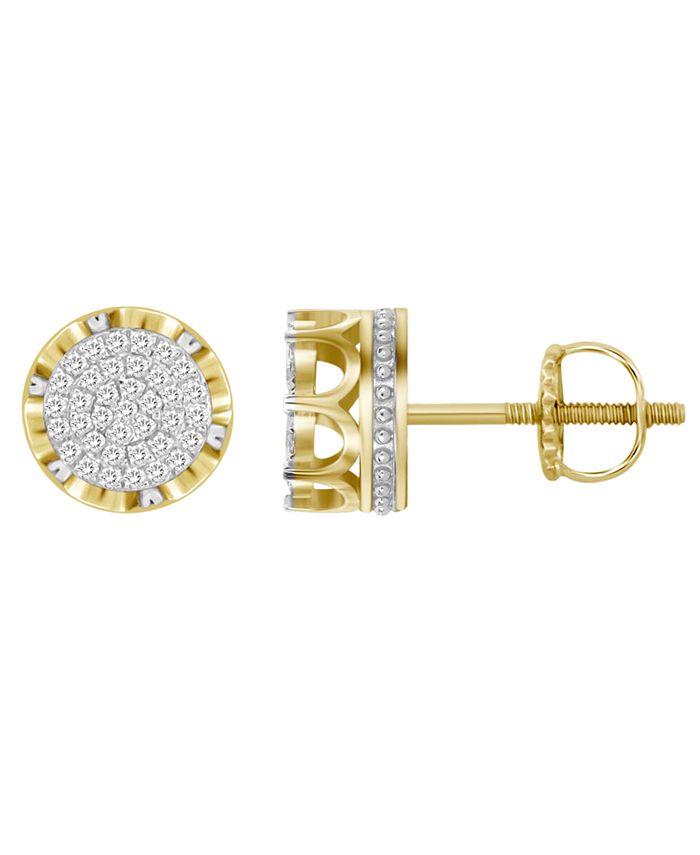 Macy's Men's Diamond (1/6 ct.t.w.) Earring Set in 10k Yellow ...