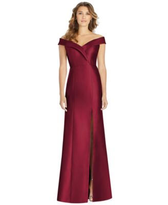 Alfred Sung - Off-The-Shoulder Satin Gown