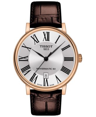 Tissot - Men's Swiss Automatic Carson Premium Powermatic 80 Brown Leather Strap Watch 40mm