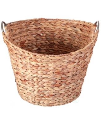 Vintiquewise - Water Hyacinth Wicker Large Round Storage Laundry Basket with Handles